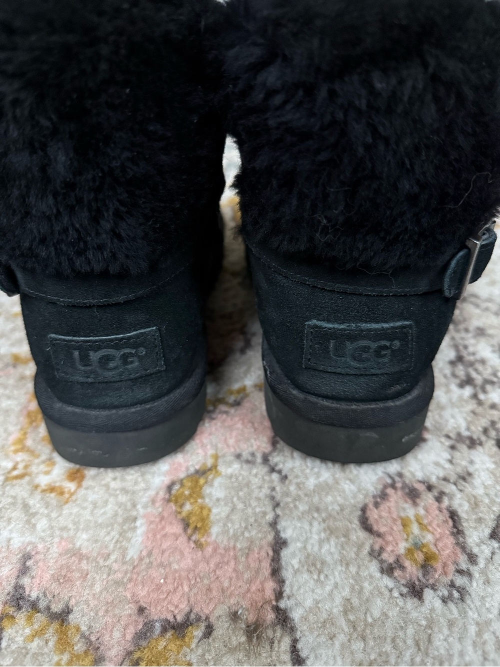 UGG Karel Genuine Shearling Lined Boot Black Suede Size 9 - Picture 9 of 9